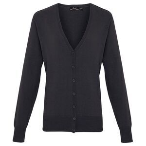 Premier Womens/Ladies Cotton Acrylic V Neck Cardigan / Charcoal